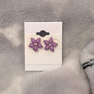 Purple Plumeria Stud Earrings